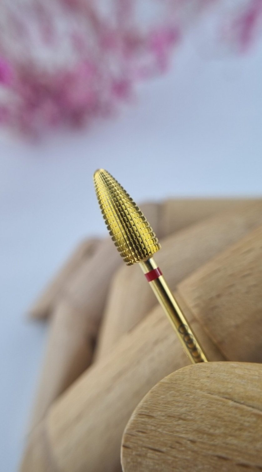 GOOD MANI Złoty frez karbidowy  TORNADO F18 czerwony