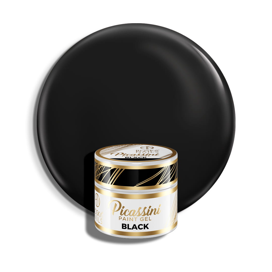 Picassini Paint Gel  Żel Black zdobień - czarny 5 ml