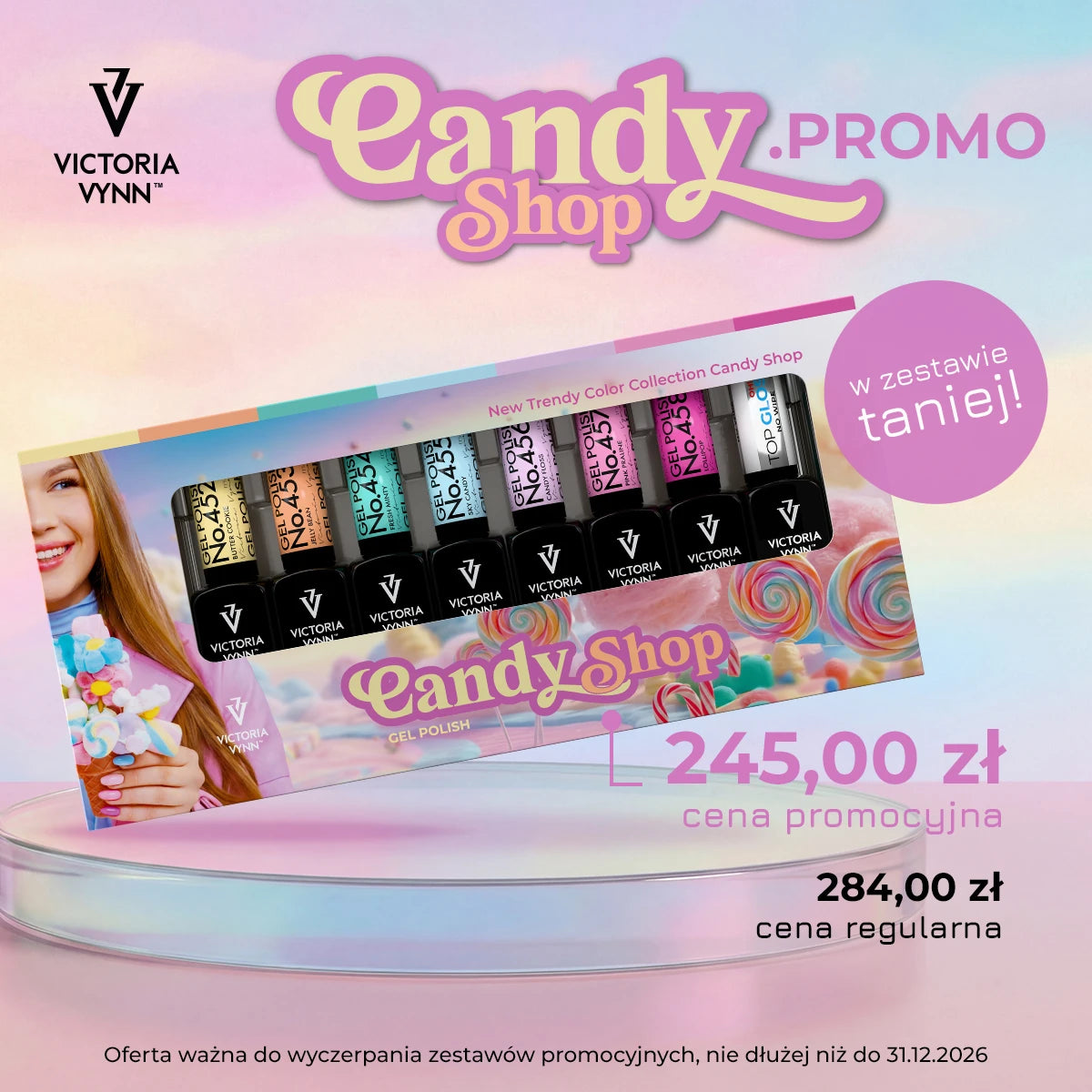 VICTORIA VYNN 8 pack CANDY SHOP Kolekcja + Top It No Wipe GRATIS