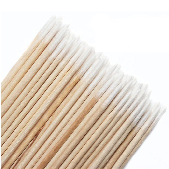 Drewniane patyczki kosmetyczne z bawełną - 100 sztuk